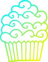cold gradient line drawing cartoon vanilla cupcake vector