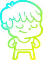 cold gradient line drawing cartoon happy boy vector