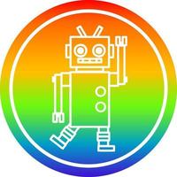 dancing robot circular in rainbow spectrum vector