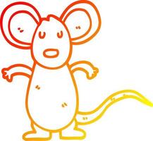 warm gradient line drawing cartoon mouse vector