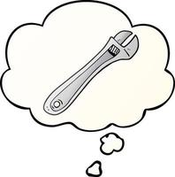 cartoon spanner and thought bubble in smooth gradient style vector