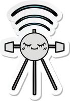 sticker of a cute cartoon space satellite vector