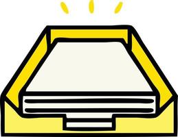 cute cartoon paper stack in tray vector