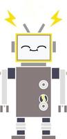 flat color retro cartoon robot vector