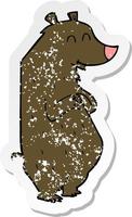 retro distressed sticker of a cartoon bear vector