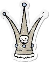 distressed sticker of a quirky hand drawn cartoon death crown vector