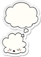 cute cartoon cloud and thought bubble as a printed sticker vector