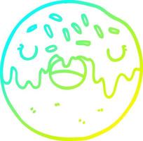 cold gradient line drawing cartoon donut vector
