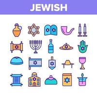 conjunto de iconos de colección de religión judía de israel vector