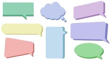 conjunto de burbujas de habla coloridas en blanco, caja de conversación, caja de chat, globo de mensaje, caja de habla vector