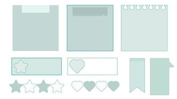 collection of the cute green planner template notepad, memo, paper, sticky note, reminder, journal, and bubble. cute, simple, and printable for your design vector