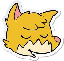 sticker of a cartoon fox face vector