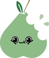 flat color retro cartoon pear vector