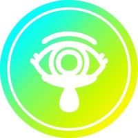 mystic eye crying blood circular in cold gradient spectrum vector