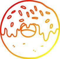 warm gradient line drawing cartoon donut vector