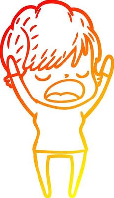 warm gradient line drawing cartoon woman talking