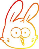 dibujo de línea de gradiente cálido cara de conejo de dibujos animados vector