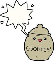 cute cartoon cookie jar and speech bubble vector