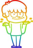 rainbow gradient line drawing happy cartoon man vector