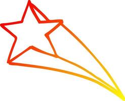 warm gradient line drawing cartoon shooting star vector