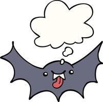 cartoon vampire bat and thought bubble vector