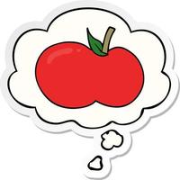 cartoon apple and thought bubble as a printed sticker vector