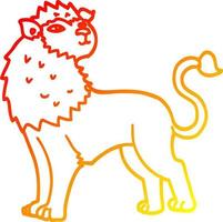 warm gradient line drawing cartoon lion vector