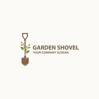 logotipo de pala de jardín - ilustración vectorial, diseño de emblema de pala de jardín sobre un fondo blanco. adecuado para su necesidad de diseño, logotipo, ilustración, animación, etc. vector
