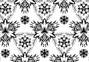 patrón de flores de círculo blanco y negro en estilo mandala vintage para tatuajes, telas o decoraciones y más vector