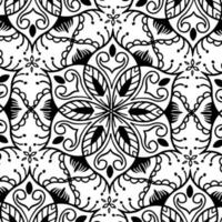 patrón de flores de círculo blanco y negro en estilo mandala vintage para tatuajes, telas o decoraciones y más vector