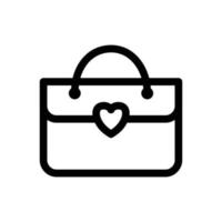 icono de bolsa de mujer. vector de icono de bolsa de mujer. signo simple de icono de bolsa de mujer. icono de bolsa de mujer aislado sobre fondo blanco. línea de icono de bolso de mujer.