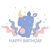 Lovely happy birthday card animal character illustration vector