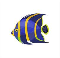Portrait of nice blue tropical fish. Vector