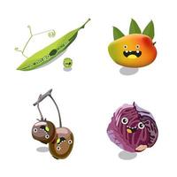 Cute vegetables characters kawaii for kids. Vector flat illustration