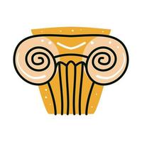 Ancient column pillar of antique on white background. Ionic order. vector