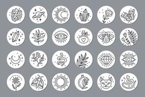 Set of various vector highlight covers with mystical boho elements