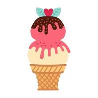 helado en estilo de dibujos animados brillantes. vector de helado en colores agradables aislado