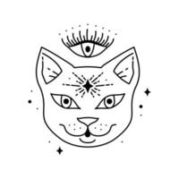 Magic boho cat symbol. Gypsy sacred element and sign boho style. vector