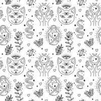Magic boho symbols seamless pattern. Backdrop of gypsy sacred elements vector