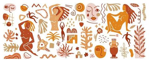 Big summer collection, unusual organic shapes in matisse art style vector