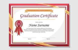 elegante certificado de graduación de oro rojo vector