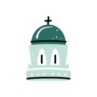 Santorini greek or ancient white house with blue roof. Vector illustration