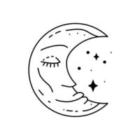 Magic boho Moon symbol. Gypsy sacred element and sign boho style. vector