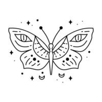 símbolo mágico de mariposa boho. elemento sagrado gitano y signo de estilo boho. vector