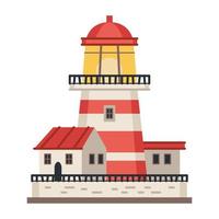 Sea detailed lighthouse icon isolated on white - vector. Beacon tower vector