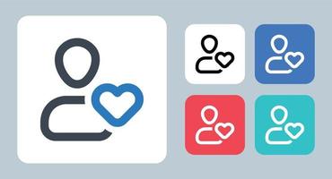 Favorite User icon - vector illustration . Favorite, Favourite, Profile, User, Account, Avatar, Friend, Heart, Love, like, bookmark, line, outline, flat, icons .