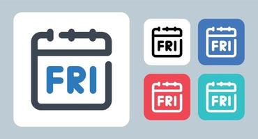 Friday icon - vector illustration . Friday, Black friday, Calendar, Date, Schedule, Day, Sale, Event, week, weekly, appointment, line, outline, flat, icons .