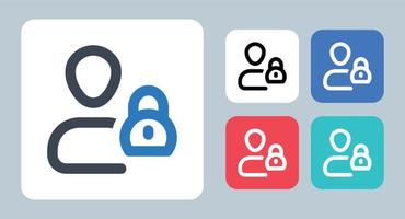 Account Security icon - vector illustration . User, Account, Avatar, Lock, Password, Secure, Private, Profile, Security, line, outline, flat, icons .