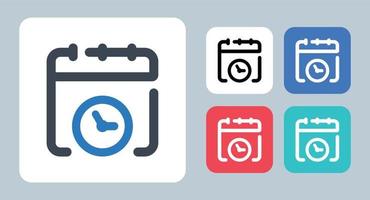 icono de programación de tiempo - ilustración vectorial . calendario, reloj, hora, horario, cita, trabajo, hora, horario, día, fecha, mes, línea, contorno, plano, iconos. vector