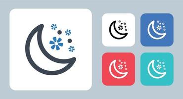 Moon icon - vector illustration . Moon, Crescent, Night, Stars, Sleep, Sky, Star, Dream, rest, Astronomy, line, outline, flat, icons .